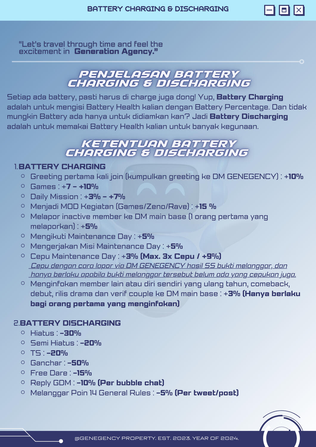 BATTERY CHARGING &amp; DISCHARGING
