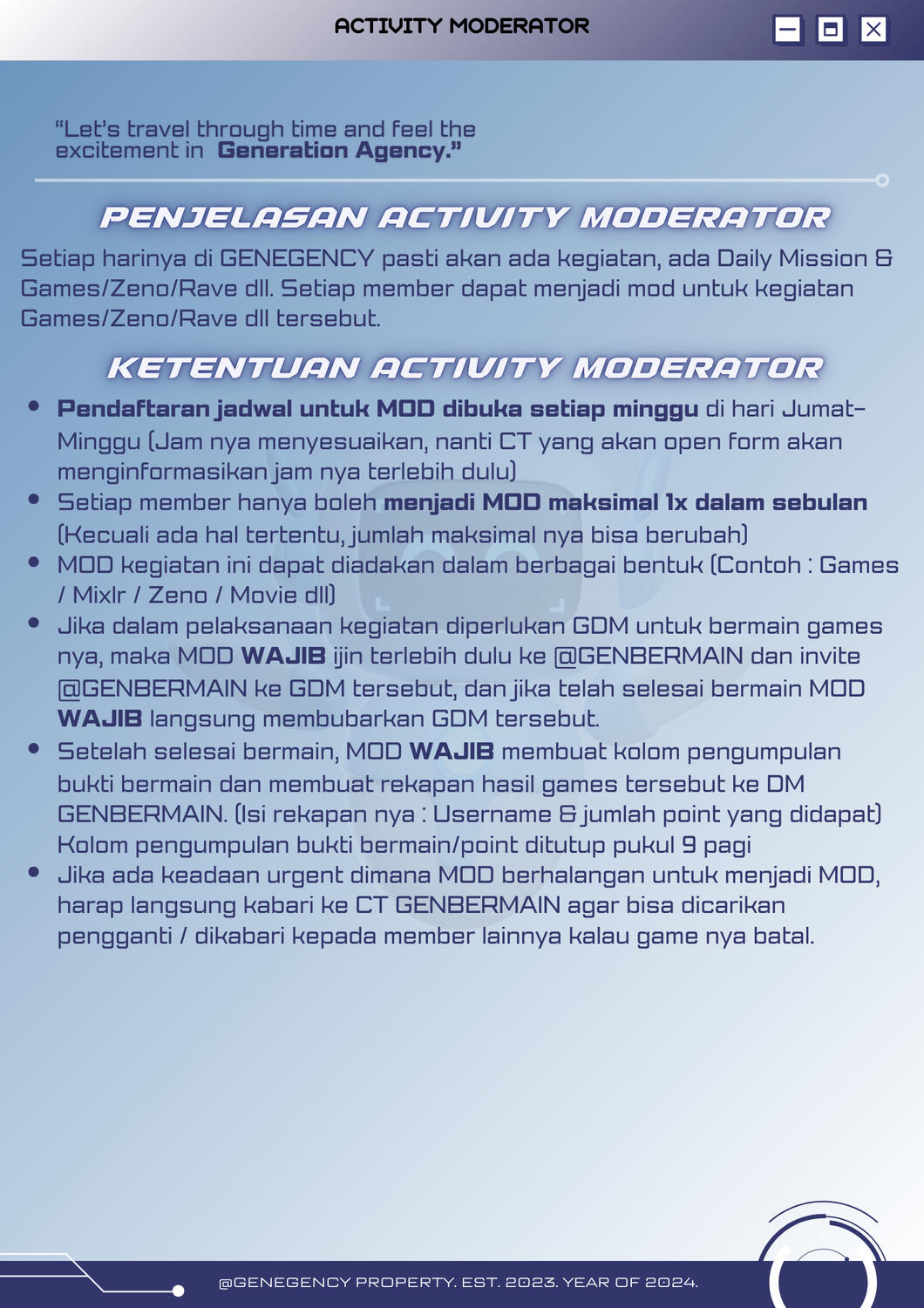 ACTIVITY MODERATOR